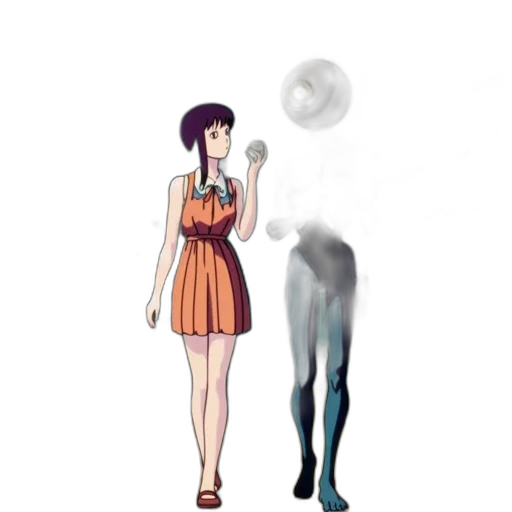 dress, robot, staff, creature transparent PNG cut-out