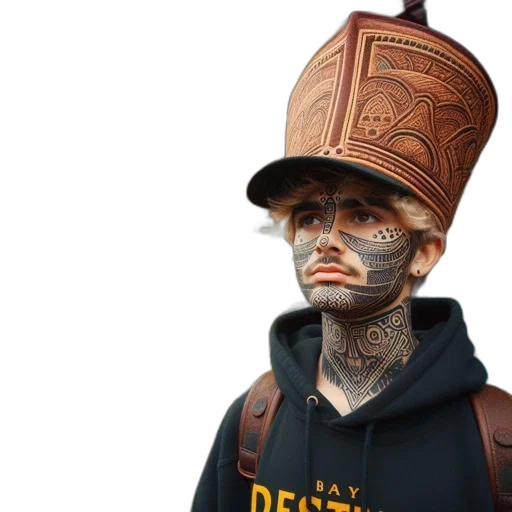 hat, jacket, face, staff transparent PNG cut-out