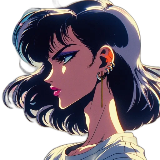 jewelry, face, hair, vaporwave transparent PNG cut-out