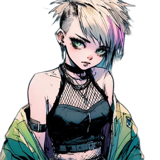 jacket, dress, staff, hair transparent PNG cut-out