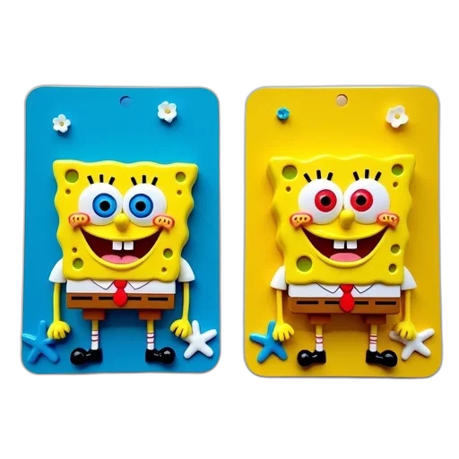3d render, photorealistic, two, spongebob transparent PNG cut-out