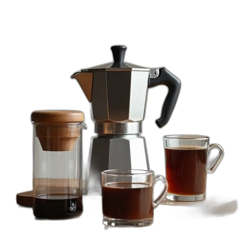 coffee, maker, three, espressers transparent PNG cut-out