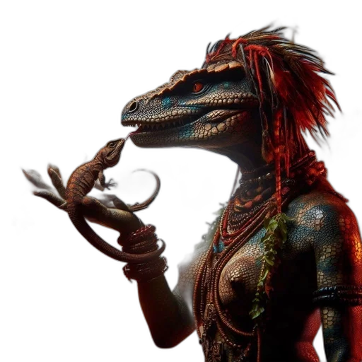 dragon, animal, creature, staff transparent PNG cut-out