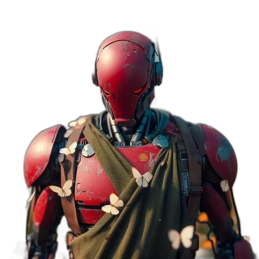 robot, mask, weapon, jacket transparent PNG cut-out