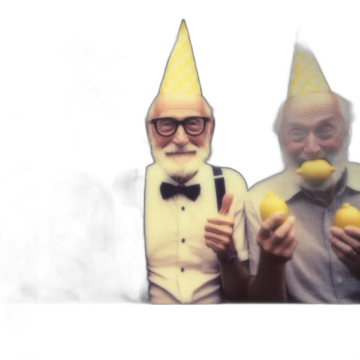 hat, staff, three, elderly transparent PNG cut-out