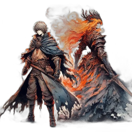 dragon, jacket, sword, weapon transparent PNG cut-out