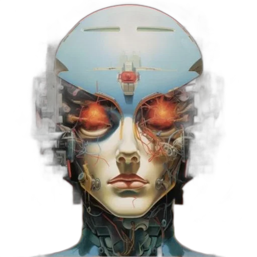 robot, face, mask, cyberpunk transparent PNG cut-out