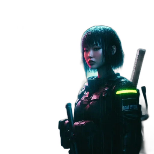 robot, weapon, staff, jacket transparent PNG cut-out