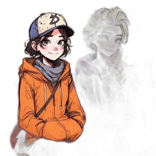 jacket, hat, face, creature transparent PNG cut-out