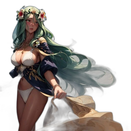 dress, staff, weapon, fantasy art transparent PNG cut-out