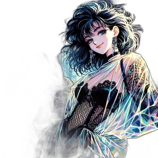 dress, comic book art, anime, cyberpunk transparent PNG cut-out