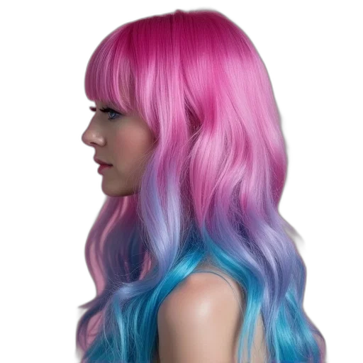 hair, vaporwave, photorealistic, cyberpunk transparent PNG cut-out