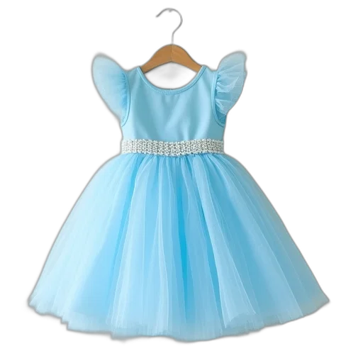 dress, 3d render, blue, pastel transparent PNG cut-out