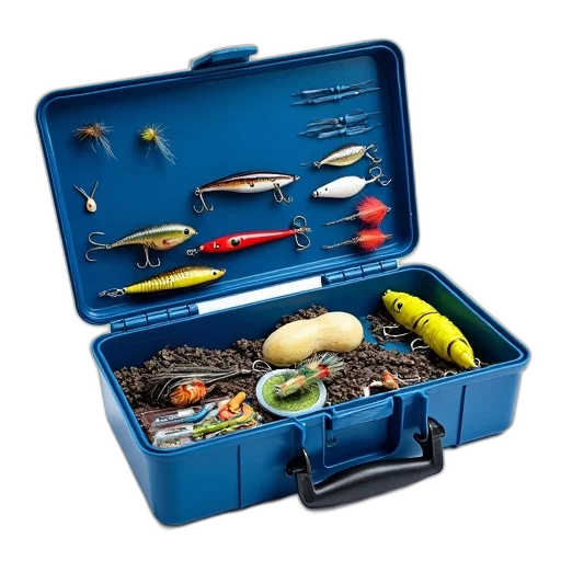 blue, tackle, box, open transparent PNG cut-out