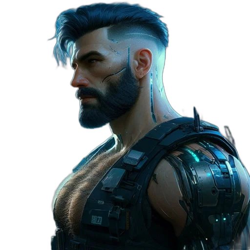face, hair, cyberpunk, concept art transparent PNG cut-out