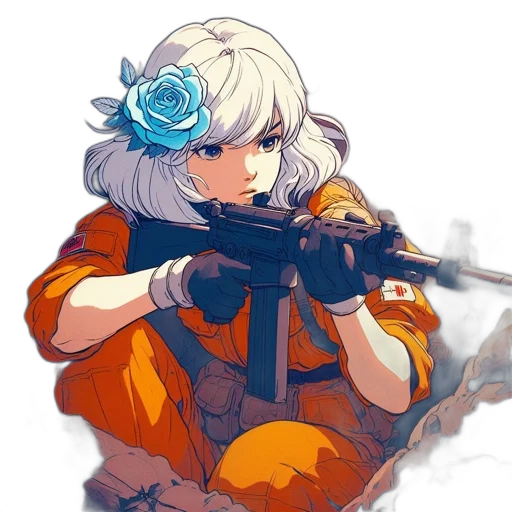 weapon, staff, flower, face transparent PNG cut-out