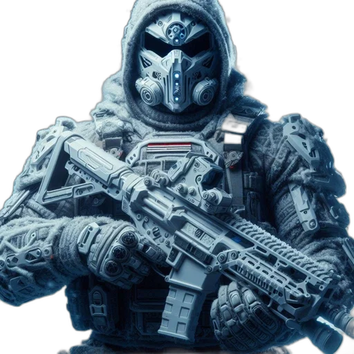 mask, jacket, weapon, robot transparent PNG cut-out