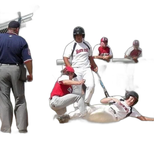 baseball, player, slides, into transparent PNG cut-out