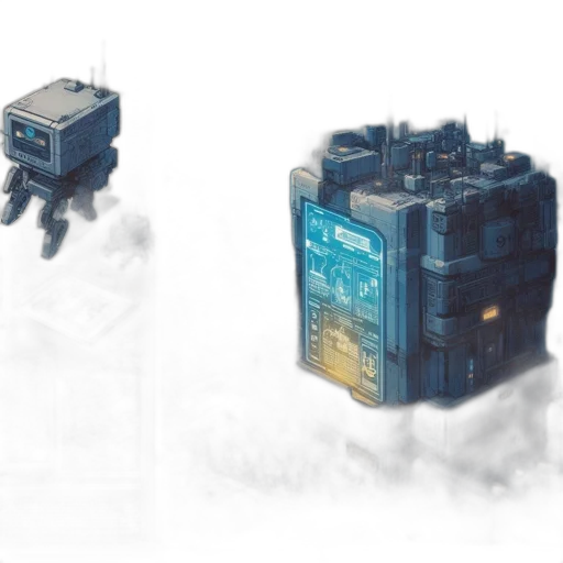 robot, building, concept art, cyberpunk transparent PNG cut-out