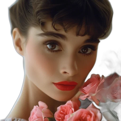 face, flower, jewelry, photorealistic transparent PNG cut-out