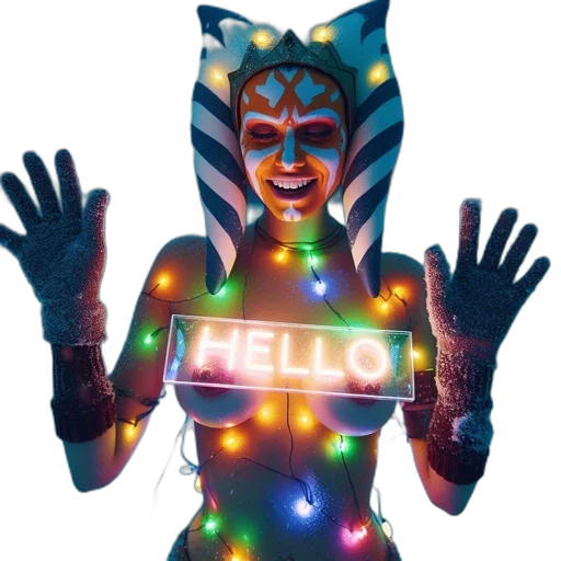 mask, creature, staff, dress transparent PNG cut-out