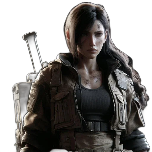 jacket, weapon, concept art, cyberpunk transparent PNG cut-out