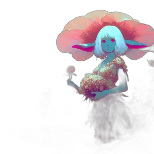 flower, creature, hair, dress transparent PNG cut-out