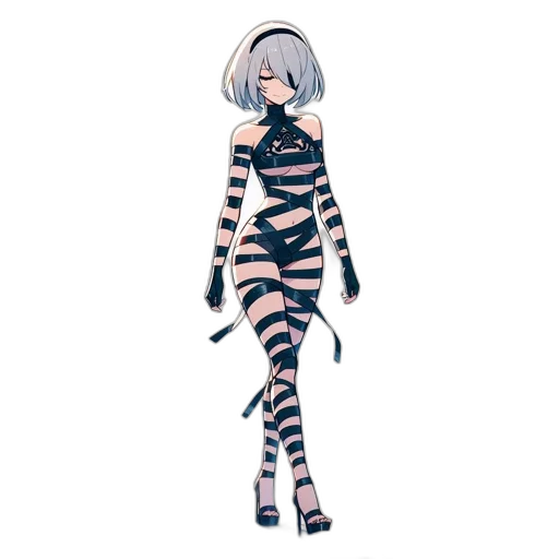 dress, creature, robot, staff transparent PNG cut-out