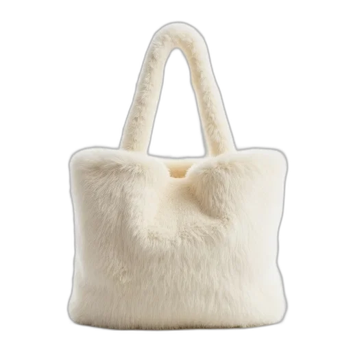white, tote, bag, fluffy transparent PNG cut-out