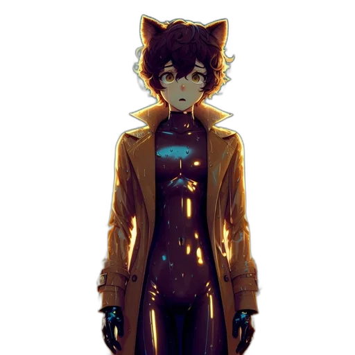 jacket, staff, dress, creature transparent PNG cut-out