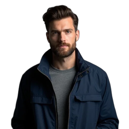 jacket, staff, face, hair transparent PNG cut-out