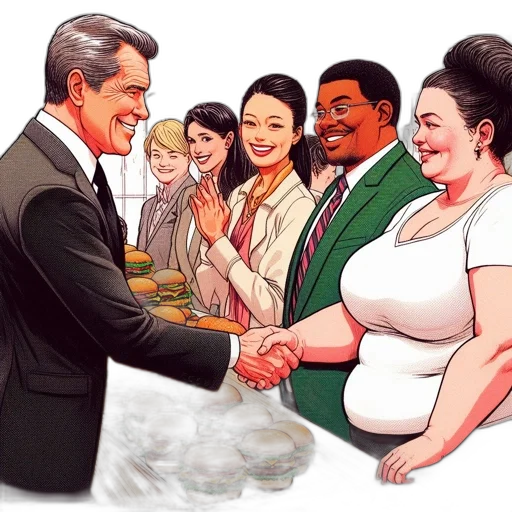 concept art, corporate, setting, suited transparent PNG cut-out