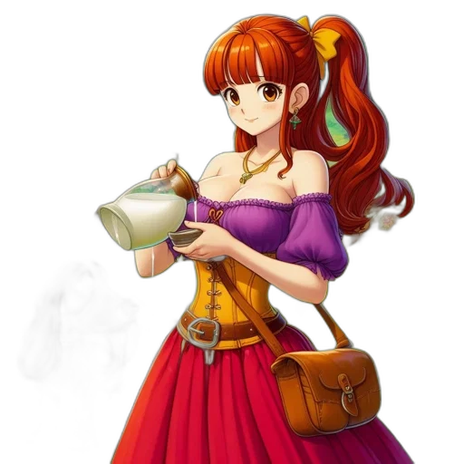 dress, staff, fantasy art, anime transparent PNG cut-out