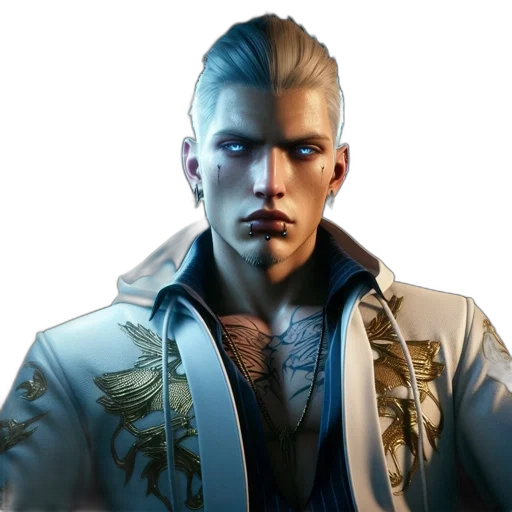 jacket, face, staff, concept art transparent PNG cut-out