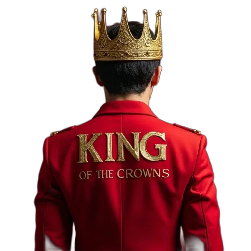 crown, jacket, photorealistic, red transparent PNG cut-out