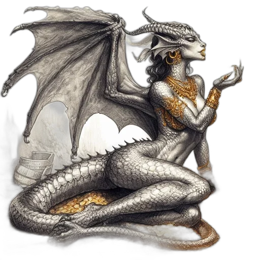 dragon, creature, staff, fantasy art transparent PNG cut-out