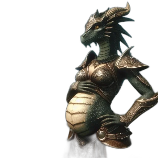 dragon, creature, staff, sword transparent PNG cut-out