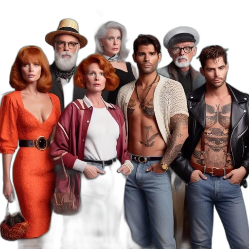 fire, seven, individuals, including transparent PNG cut-out