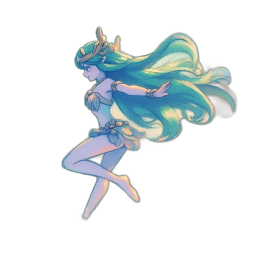 staff, hair, dress, crown transparent PNG cut-out