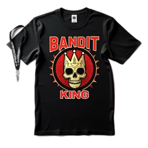 crown, black, t-shirt, red transparent PNG cut-out