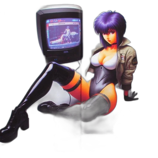 robot, cyberpunk, vaporwave, pixel art transparent PNG cut-out