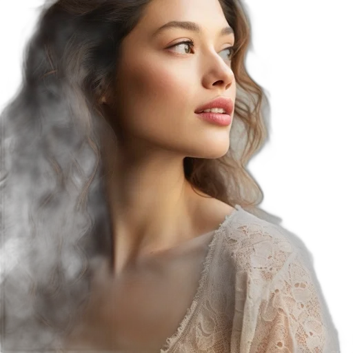 face, jewelry, dress, hair transparent PNG cut-out