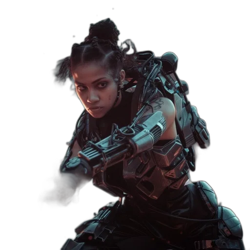 weapon, robot, face, cyberpunk transparent PNG cut-out