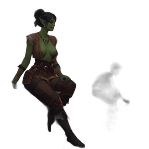 staff, creature, dress, mask transparent PNG cut-out
