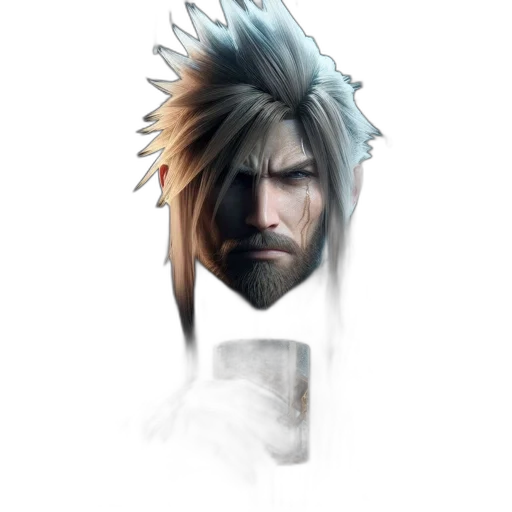 face, hair, sword, staff transparent PNG cut-out