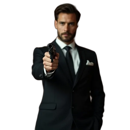 weapon, jacket, staff, photorealistic transparent PNG cut-out