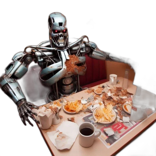 robot, food, concept art, 3d render transparent PNG cut-out