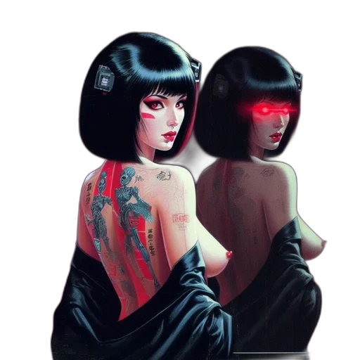 concept art, cyberpunk, oil painting, photorealistic transparent PNG cut-out