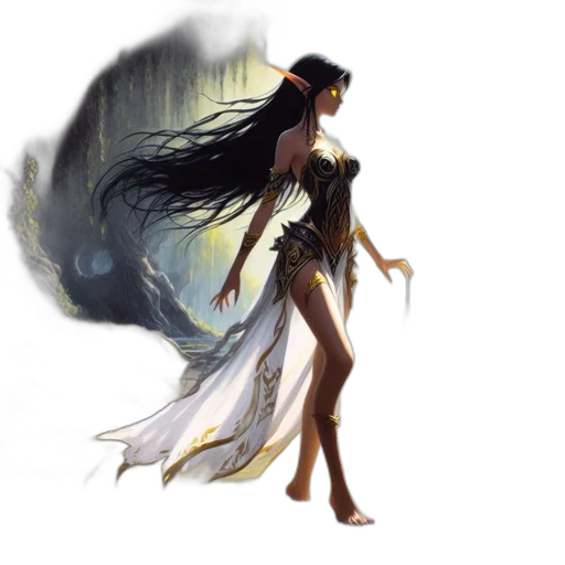 dress, fantasy art, concept art, comic book art transparent PNG cut-out