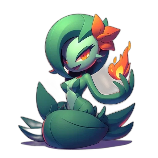 dragon, creature, flower, staff transparent PNG cut-out